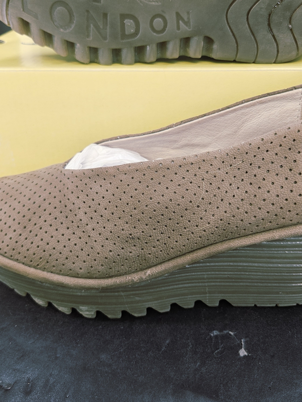 Fly London Taupe Perforated Suede Ballet Flats - Picture 2 of 7